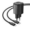 Ładowarka sieciowa do telefonu Hoco USB A + USB C QC3.0 PD 3A 20W + kabel USB C do Lightning N52 czarna