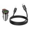 Ładowarka samochodowa Hoco USB A + USB C QC3.0 PD 3A 43W + kabel USB C do Lightning NZ16A szara