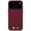 BMW futerał do IPHONE 18 Pro/17 Pro kompatybilny z MagSafe (Carbon Metal Logo) burgundowy