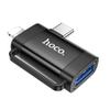 Adapter OTG 2w1 USB C / Lightning do USB A Hoco UA31F czarny