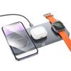 Ładowarka indukcyjna Hoco 3w1 składana kompatybilna z MagSafe i APPLE Watch 3A 15W CQ22 szara