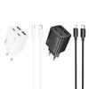 Ładowarka sieciowa do telefonu Hoco 2 x USB C + 2 x USB A QC3.0 PD 3A 30W + kabel USB C do Lightning N56 biała
