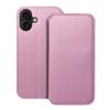 Etui z klapką na iPhone 16 PLUS Dual Pocket Book jasnoróżowe