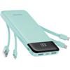 Powerbank 5V 3A 10000 mAh z wbudowanymi kablami USB A / USB C / Lightning / Micro USB Charmast W1148 zielony OINT