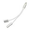 Adapter AUX 2w1 Lightning (męski) do Lightning (żeński) / Jack 3,5 mm (żeński) srebrny