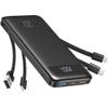 Powerbank 5V 3A 10000 mAh z wbudowanymi kablami USB A / USB C / Lightning / Micro USB Charmast W1148 czarny OINT