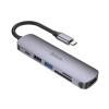 Adapter HUB 6w1 (HDTV+USB 3.0+USB 2.0+SD+TF+PD) USB-C Hoco HB28 czarny