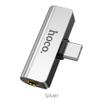 Adapter AUX 2w1 USB C do Jack 3,5 mm / USB C Hoco LS26 srebrny