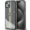 GUESS futerał do IPHONE 15 GUHCP15SLFCSEGK (Liquid Glitter Gold Stripes) czarny
