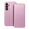 Etui z klapką na Samsung S24 FE Dual Pocket Book jasnoróżowe