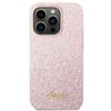 GUESS futerał do IPHONE 14 Pro GUHCP14LHGGSHP (Glitter Flakes Script Metal Logo) różowy