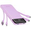 Powerbank 5V 3A 10000 mAh z wbudowanymi kablami USB A / USB C / Lightning / Micro USB Charmast W1148 fioletowy OINT