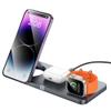 Ładowarka indukcyjna Hoco 3w1 składana kompatybilna z MagSafe i APPLE Watch 3A 15W CQ22 szara