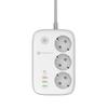 Listwa sieciowa Forcell F-Energy 3 gniazda + USB C 30W + 3 x USB A QC3.0 PD + WiFi Tuya, SmartLife 10A 2500W VT-PS03 biała 0INT