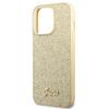 GUESS futerał do IPHONE 14 Pro Max GUHCP14XHGGSHD (Glitter Flakes Script Metal Logo) złoty