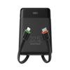 Powerbank PD3.0 3A 22,5W 10000 mAh z wbudowanymi kablami USB C / Lightning Charmast W1202 czarny 0INT