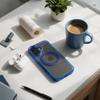 Etui na iPhone 13 PRO Frame Circle Stand zgodne z MagSafe granatowe