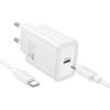 Ładowarka sieciowa do telefonu Hoco USB C QC PD 20W + kabel USB C do Lightning N60 biała