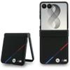 BMW futerał do SAMSUNG GALAXY Z FLIP 8 kompatybilny z MagSafe (Leather Perforated Tricolor Stripe Metal Logos) czarny