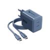 Ładowarka sieciowa do telefonu Forcell F-Energy GaN III Crystal Color 2x USB C AVS SSFC3.0 60W + kabel USB C do USB C VT-60 granatowa 0INT