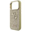 GUESS futerał do IPHONE 17 Pro GUHCP17LHG4SGCD (Fixed Glitter Big 4G Metal Frame) złoty