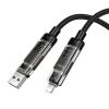Kabel 4w1 USB A/C do USB C/Lightning Hoco 240W 1,2 m U151 czarny