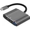 Adapter HUB 3w1 USB C ART OEM-C17 srebrny