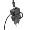 Ładowarka sieciowa do telefonu Hoco USB A + USB C QC3.0 PD 3A 20W + kabel USB C do USB C N61 czarna