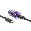 Ładowarka samochodowa Hoco USB C + kabel USB C do USB C QC3.0 PD 30W Z53 fioletowa
