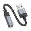 Adapter AUX USB A (męski) do Jack 3,5 mm (żeński) Hoco UPA32D czarny
