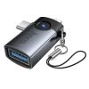 Adapter OTG 2w1 Lightning / USB C do USB A Hoco UA46E Victory szary