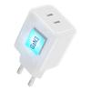 Ładowarka sieciowa do telefonu Forcell F-Energy GaN III Crystal Color 2x USB C AVS SSFC3.0 60W + kabel USB C do USB C VT-60 biała 0INT
