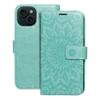 Etui z klapką na iPhone 15 Mezzo Book mandala zielone