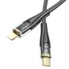 Kabel USB C do Lightning Hoco PD 27W 1,2 m U121 czarny transparentny