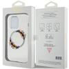 GUESS futerał do IPHONE 15 Pro Max kompatybilny z MagSafe GUHMP15XHFWFCT (Flowers Wreath) transparentny
