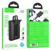 Powerbank 20000 mAh QC PD 22,5W z wbudowanymi kablami USB C + Lightning Hoco J162A czarny