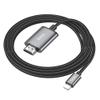 Kabel Lightning do HDMI Hoco 1080p 2 m UA27 stalowy szary