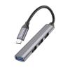 Adapter HUB 4w1 (USB 3.0+USB 2.0 x 3) USB-C Hoco HB26 szary
