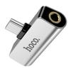 Adapter AUX 2w1 USB C do Jack 3,5 mm / USB C Hoco LS26 srebrny