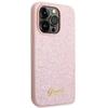 GUESS futerał do IPHONE 14 Pro GUHCP14LHGGSHP (Glitter Flakes Script Metal Logo) różowy