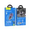 Ładowarka samochodowa Hoco USB C + kabel USB C do USB C QC3.0 PD 30W Z53 fioletowa