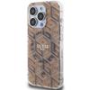 GUESS futerał do IPHONE 15 Pro kompatybilny z MagSafe GUHMP15LHGCUSTGW (IML GCUBE) brązowy