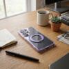 Etui na Samsung A57 Frame Circle Stand zgodne z MagSafe fioletowe