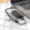Adapter HUB 4w1 (USB 3.0+USB 2.0 x 3) USB-C Hoco HB26 szary