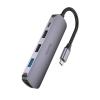 Adapter HUB 5w1 (HDTV+USB 3.0+USB 2.0 x 2+PD) USB-C Hoco HB27 szary