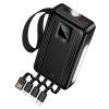 Powerbank 20000 mAh QC PD 22,5W z wbudowanymi kablami USB A + USB C + Lightning + Micro USB oraz dwoma latarkami Hoco J173 czarny