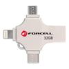 Pendrive 32GB USB 3.2 Gen 1 (USB A / USB C / Lightning / Micro USB) Forcell F-Data Metal Quad srebrny