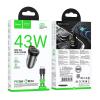 Ładowarka samochodowa Hoco USB A + USB C QC3.0 PD 3A 43W + kabel USB C do Lightning NZ16A szara
