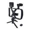 Uchwyt selfie z pilotem bezprzewodowym tripod z LED / mikrofonem do streamów TL-49T czarny