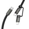 Kabel USB C do USB C/iP Hoco 3A 60W płaski 1 m X125 czarny